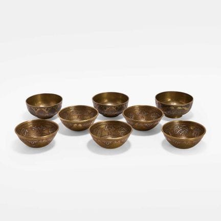 A set of twelve Cairoware white-metal and copper-i
