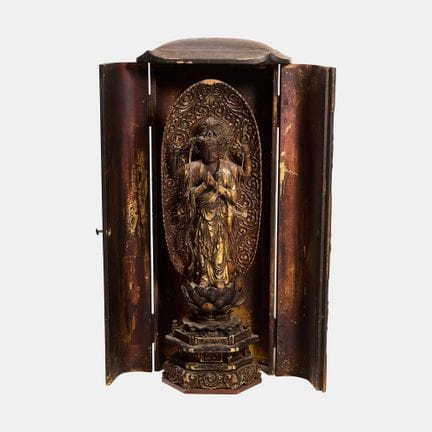 A Japanese black and gilt-lacquered shrine (butsud