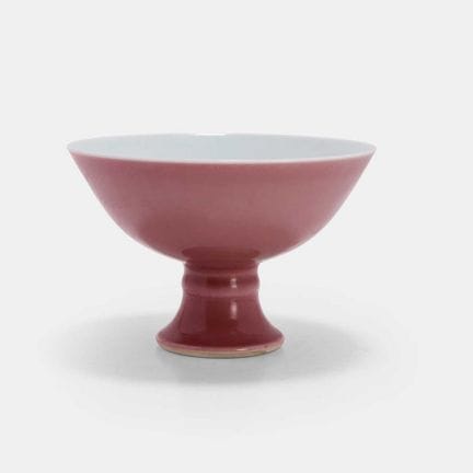 A Chinese peach-bloom-glazed stem bowl, Qing dynas