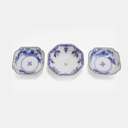 Three Japanese blue and white bowls, 18th-19th cen