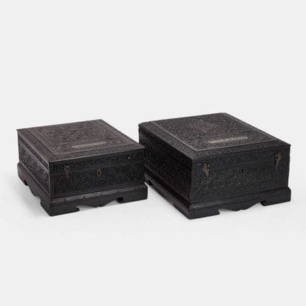 Two Anglo-Indian carved ebony dressing chests, lat