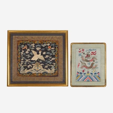 Two Chinese embroideries, 19th-20th century, compr