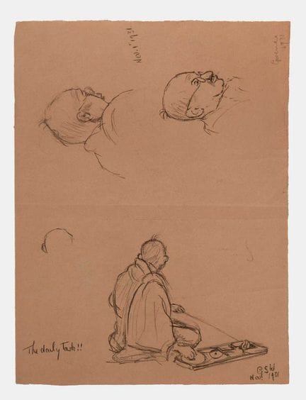 English School, 20th century Drawings of Mahatma G
