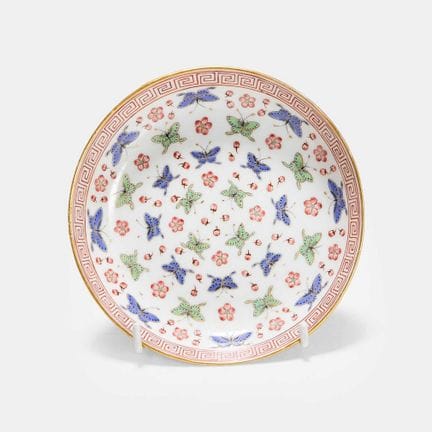 A Chinese famille rose saucer, of circular form, p