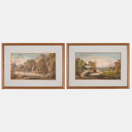 Paire de peintures chinoises sur papier de moelle 