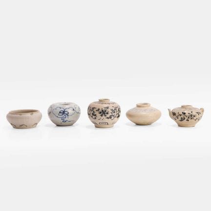 A collection of four Southeast Asian blue and whit