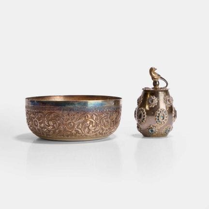 An Indian silver bowl, 19th century, Western India