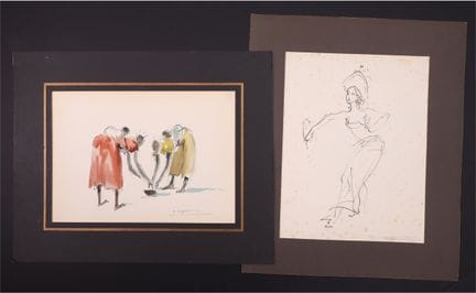 Paul DAXHELET.
Madri. Set di 2 opere. Acquerello, 