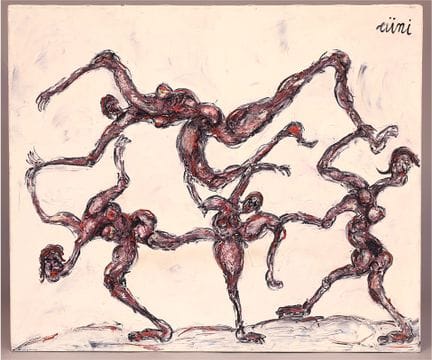 Philippe AINI.
La ronde. Mixed media on canvas, 53