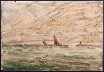 Armand JAMAR.
Barche a vela. 1929. Acquerello, 34 