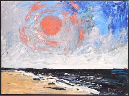 Maurice POTIER.
Red Sun. Oil on heavy paper, 50 x 