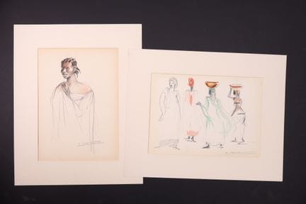 Paul DAXHELET.
African Women. Set of 2 pieces. Wat