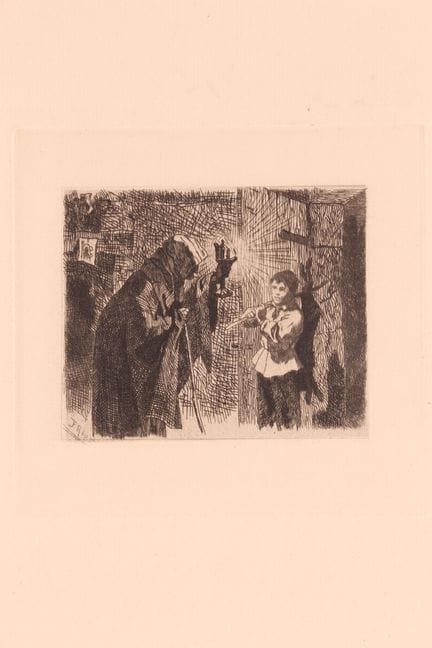 Félicien ROPS.
La caccia alla lepre. Acquaforte su