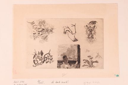 Félicien ROPS.
*Little Girl Reading*, set. Etching