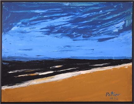 莫里斯·波蒂耶。
《海滩》。1976年。水粉画，纸本，50 x 65.5。右下角签名并注明日期。