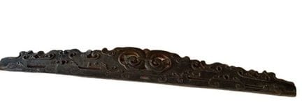 DECORATIVE WOODEN PANEL, partially polychrome (red