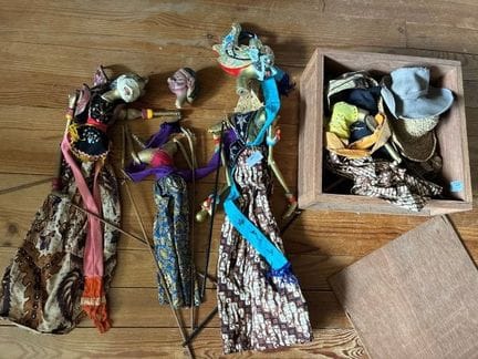 THREE SHADOW PUPPETS (Javanese shadow puppets made