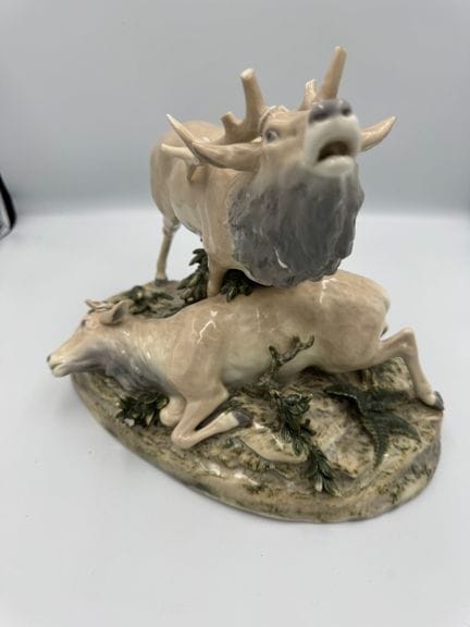 Polychrome ceramic SCULPTURE GROUP depicting two s
