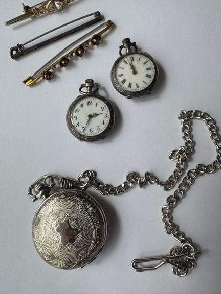 TWO SILVER (800 parts per thousand) NECKLACE WATCH