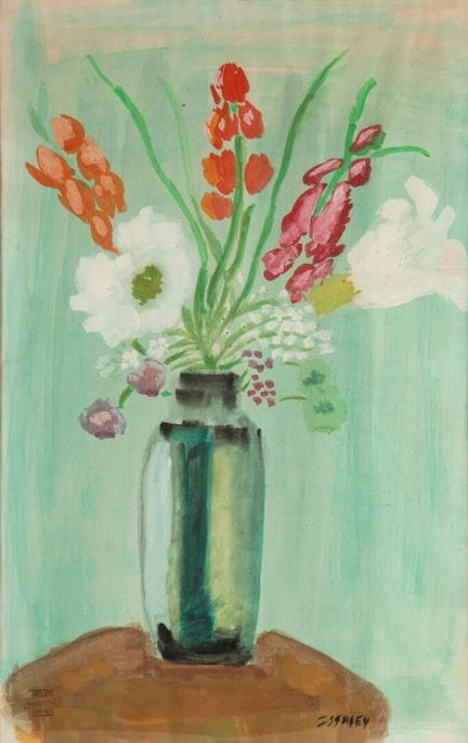 尼古拉·伊萨耶夫（1891-1977）
《花瓶中的花》
水彩与水粉画，绘于纸上，右下角签名
画心尺寸