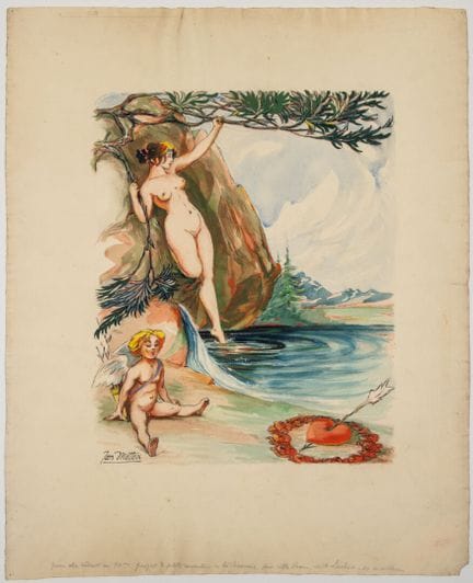 扬·梅特克斯（Jan METTEIX，1873-1945）
《休憩中的丘比特》，草图
水粉画，画纸，