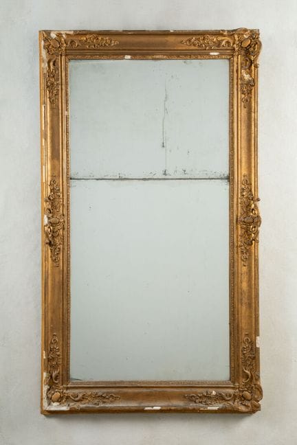 Miroir en deux parties, au mercure à encadrement e