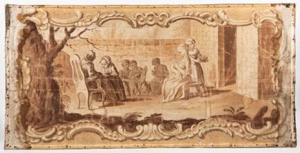 École Française XVIII°
Scène de vie 
Grisaille sur