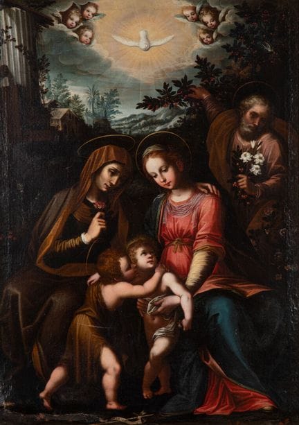 École ESPAGNOLE vers 1580
La Sainte Famille avec s