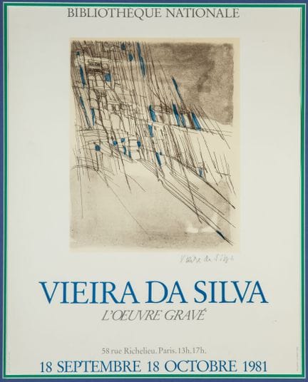 玛丽亚·埃莱娜·维埃拉·达·席尔瓦（1908-1992）
法国国家图书馆展览海报：“版画作品展，巴黎
