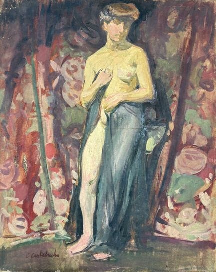 克劳迪奥-卡斯特鲁乔-伊迪亚纳（1870-1927）
带帷幔的裸体 
布面油画，左下方有签名 
81