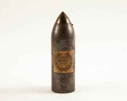 Spardose in Form einer 75er-Ogival-Granate aus Sta