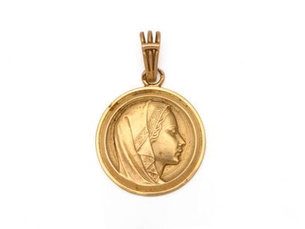 Médaille religieuse en or 750 millièmes figurant l