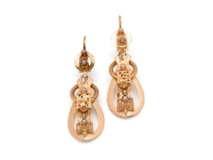 Paire de pendants d'oreilles articulés en or rose 