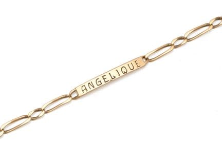 Bracelet gourmette en or 750 millièmes, la plaque 