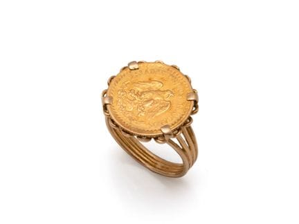 Bague porte-pièce en or 750 millièmes fileté, orné