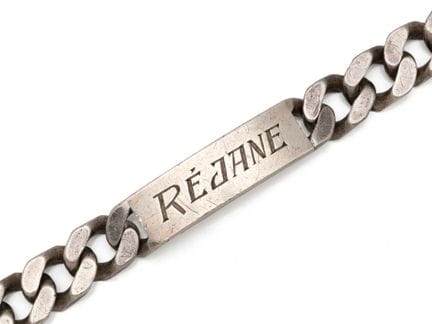 Bracelet gourmette en argent 800 millièmes, centré