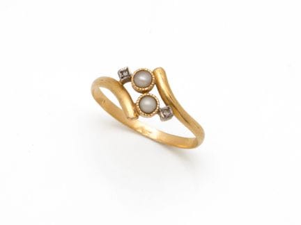 Bague ''toi et moi'' en or 750 millièmes, rehaussé