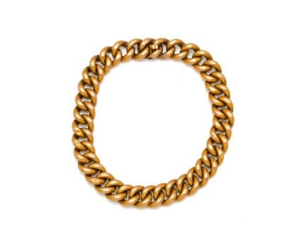 Bracelet en or 750 millièmes, maille gourmette. Il