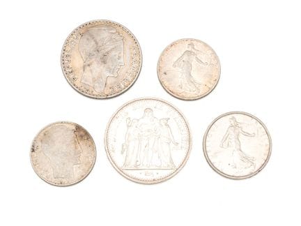 Lot de pièces en argent 800 millièmes, composé de: