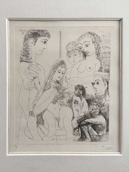《沉思古代绘画的老人》，出自347系列，1968年，铜版画
纸上蚀刻版画，作品尺寸43.6 x 35