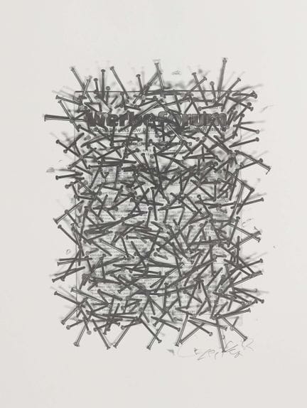 《广告论坛》，光刻版画，作品尺寸60×50厘米，署名，标注1982年
