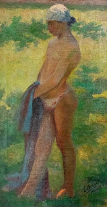 «Bañistas de pie», óleo sobre lienzo, dimensiones 