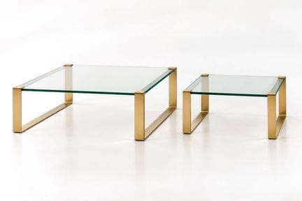 Paire de tables en verre cristal Ronald Schmitt K8