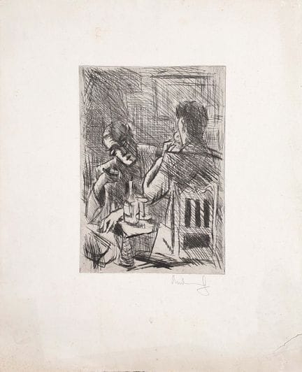 20/21世纪匿名艺术家
无题，有签名，尺寸约45 × 36 厘米，纸张泛黄，右下角有轻微破损