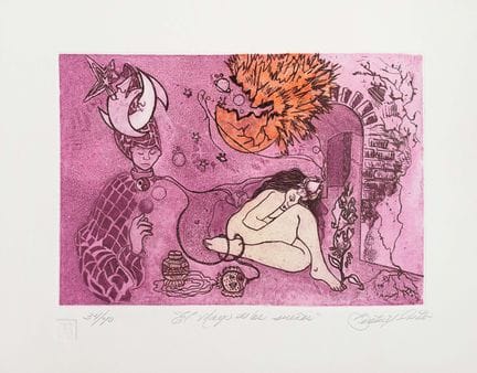 贝亚特丽克斯·普里埃托（20/21世纪艺术家）
《梦想之湖》，彩色蚀刻版画，签名，编号34/70，尺