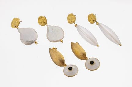 Lot 3 pair of earrings , silver 925 gilt, 1 x mova
