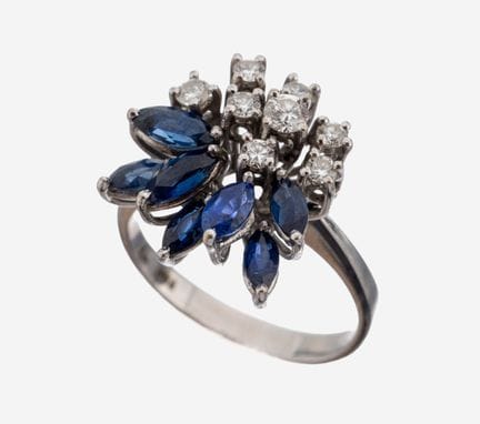 18 kt gold sapphire-brilliant-ring , WG 750/000, u