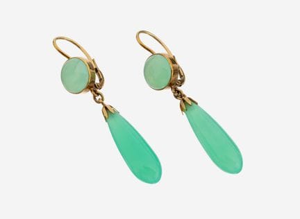 Pair of 14 kt gold chrysoprase-earrings , YG585/00