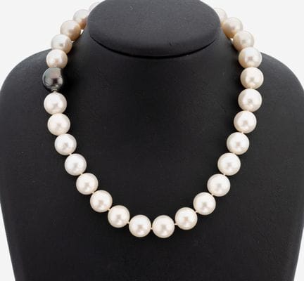 Collar de perlas, perlas blancas de cultivo de agu