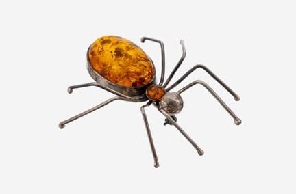 Unusual amber-brooch, 1920s-30s , silver 925, pres